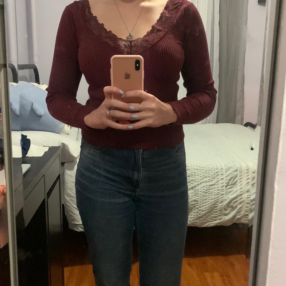 Burgundy lace top